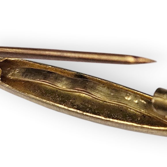 Antique Lingerie Safety Pin Bar Brooch Gold Filled Edwardian 1900s Tiny 3/4" - Picture 6 of 7